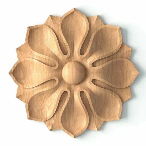WOOD ROSETTE APPLIQUES FLORAL FOR FIREPLACE