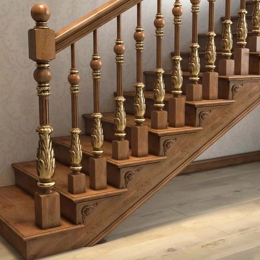 RENAISSANCE STYLE FLUTED WOODEN STAIRCASE POST