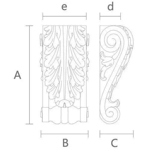 LARGE CORBEL WITH ACANTHUS LEAF SCROLL BAROQUE