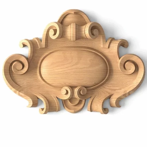 Classical hardwood cartouche with scrolls