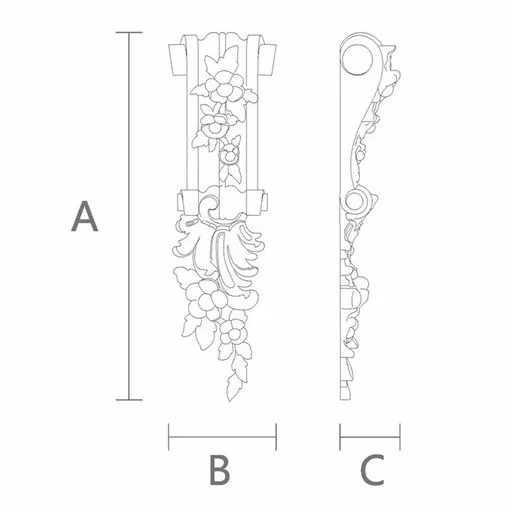 Wall corbel scroll with floral elements, right
