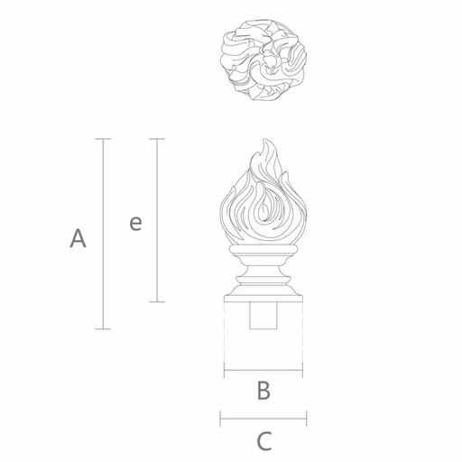Empire style Flame finial from solid wood