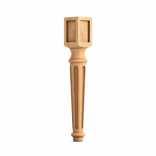 Tapered table legs fluted with carved squares (1 PC)