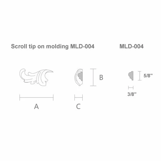 ACANTHUS SCROLL TIP FOR WALL MOLDING, LEFT