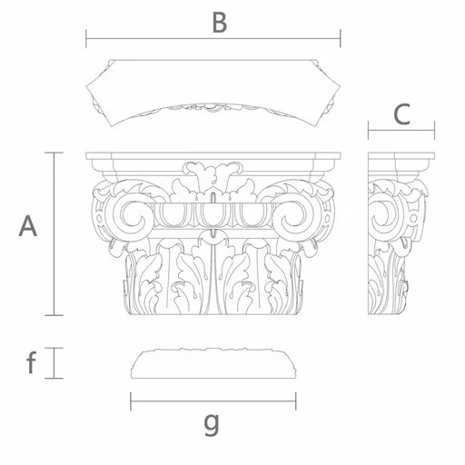 Decorative wooden capitals Composite style with egg and dart motif