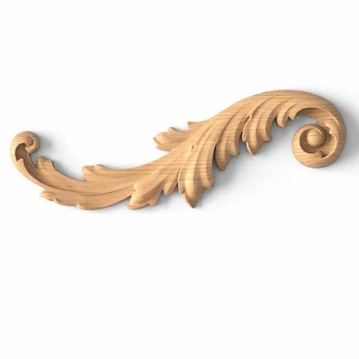 Carved oak Antique acanthus leaf onlays, Left