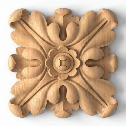 SQUARE MEDALLION FOR CABINETS WITH ACANTHUS FLOWER
