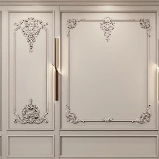 LARGE WOOD WALL DECOR - FRENCH WALL PANELS WITH FLORAL APPLIQUES