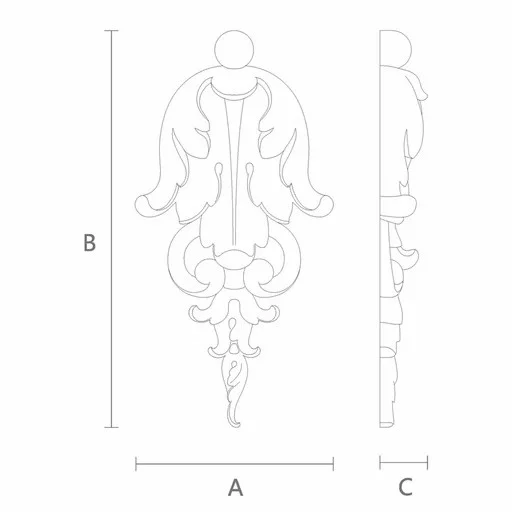 Unfinished carved drop onlay with bellflowers from wood