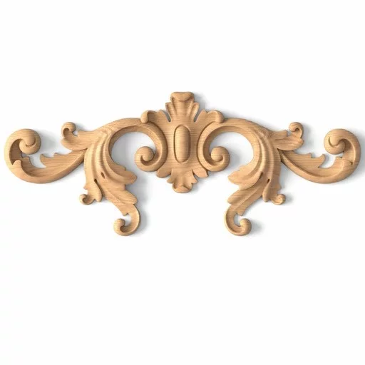 Decorative wooden furniture cartouche onlay with acanthus