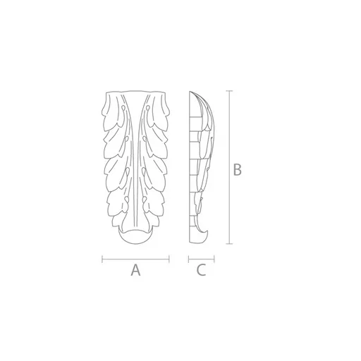 Carved decorative drop onlay for pilaster from oak