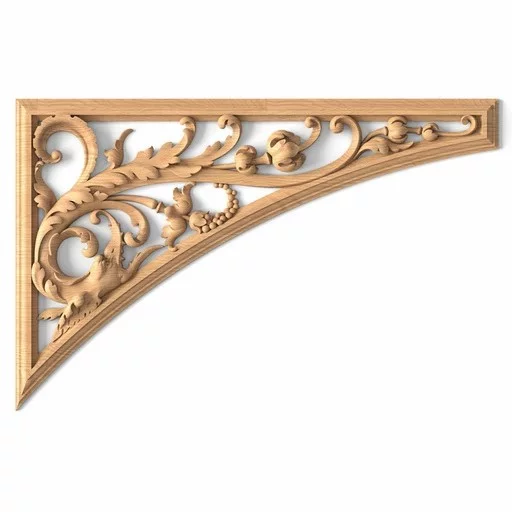 Large Antique-style wood corner applique with acanthus, Left