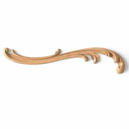 Ornamental wooden hand-carved floral onlay, Left