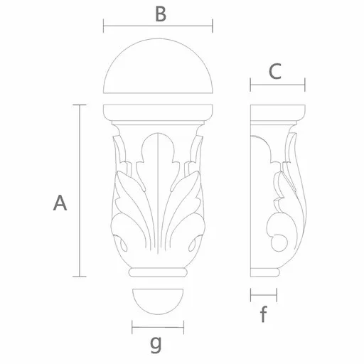 Pillar caps for half round columns with acanthus leaves