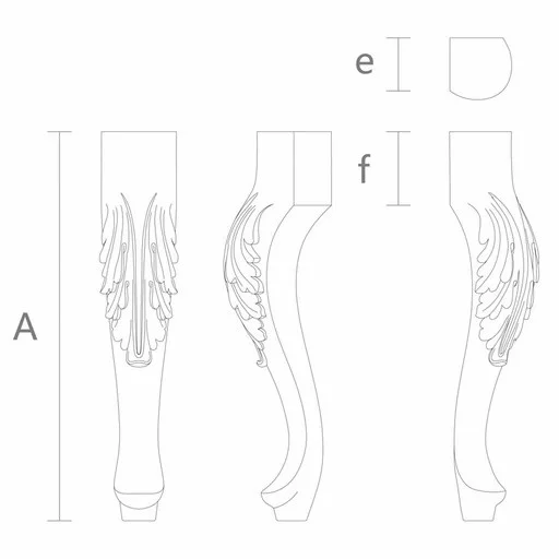 Curved wooden table legs with acanthus leaf (1 PC)