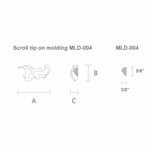 ARCHITECTURAL SOLID WOOD ACANTHUS ONLAY FOR MOLDING, RIGHT