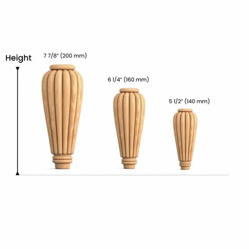Elongated tapered reeded furniture feet modern style (1 PC)