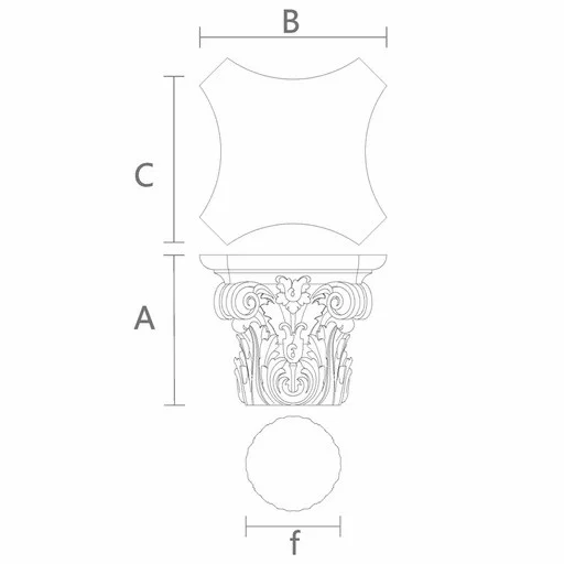 Luxury wood pillar caps with volutes and acanthus composite order