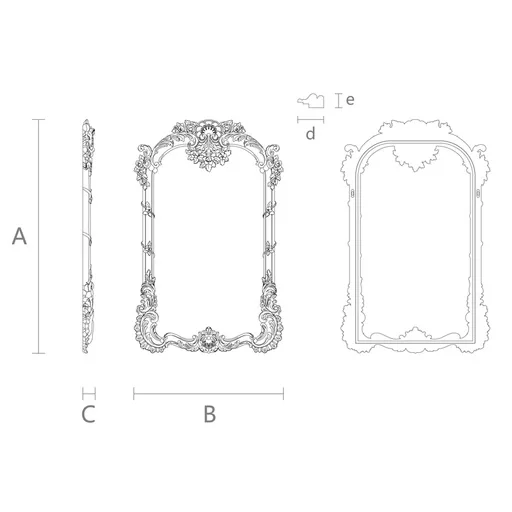 BAROQUE STYLE BEECH ARCHED HANGING FRAME MIRROR