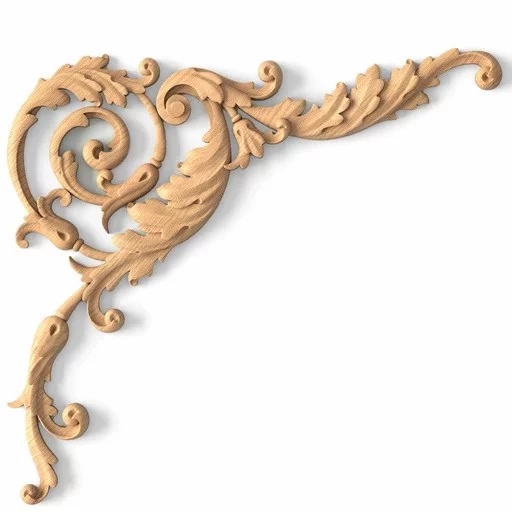 Ornate wood appliques for furniture Baroque style, left