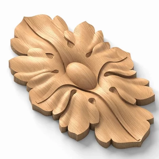 CLASSIC STYLE OVAL WOODEN ROSETTE APPLIQUE