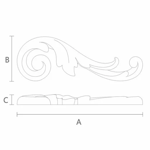 Wood scroll appliques with acanthus leaves, Right