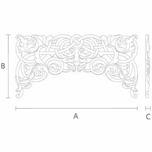 Openwork arched onlay with floral scrolls from oak