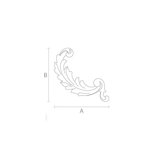 Decorative solid wood handcrafted Acanthus scroll onlay, Right