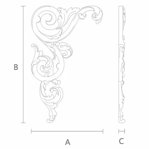 Carved wooden corner onlay with acanthus design, Left