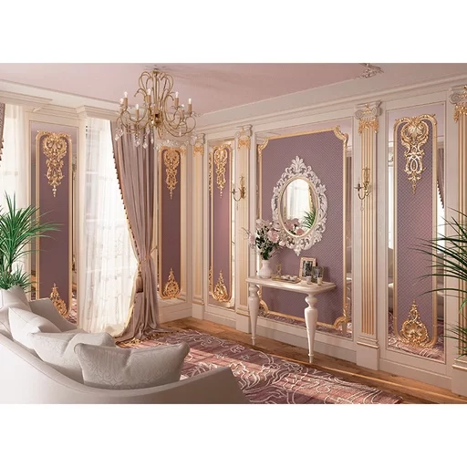 FLUTED PILASTER DECORATIVE SET FOR WALL WITH IONIC CAPITAL