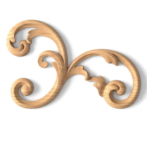 Classic solid wood architectural onlay with scrolls, Right