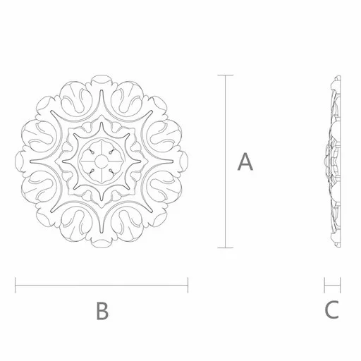 CARVED DOOR TRIM MEDALLIONS FLORAL BAROQUE