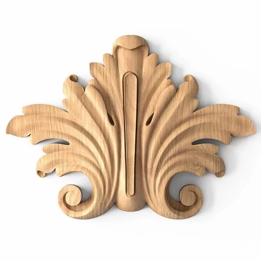 Decorative acanthus leaf center appliques from wood
