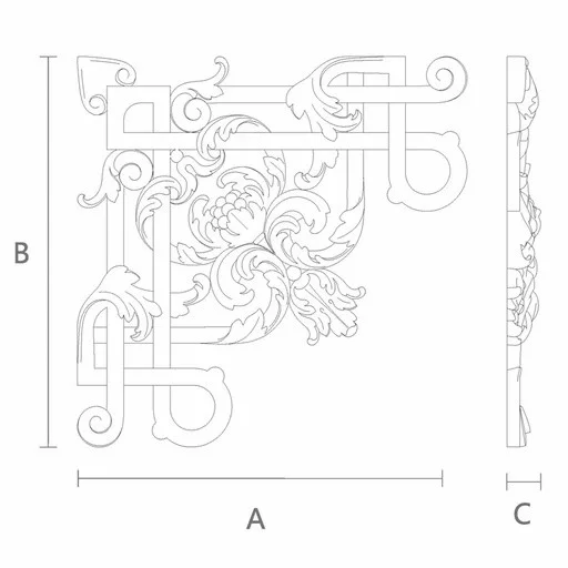 Symmetrical solid wood Ethnic style corner applique