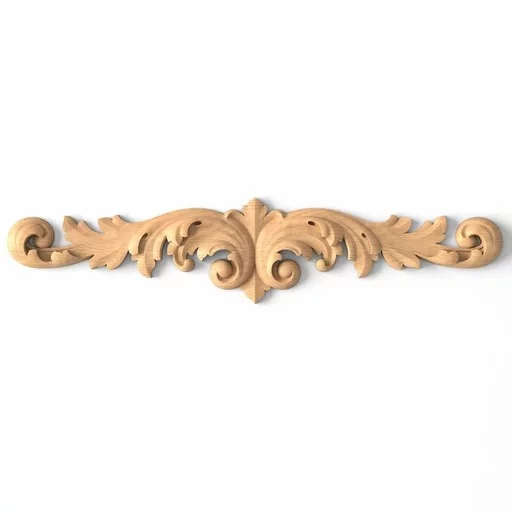 Ornate furniture appliques for mantel from solid wood