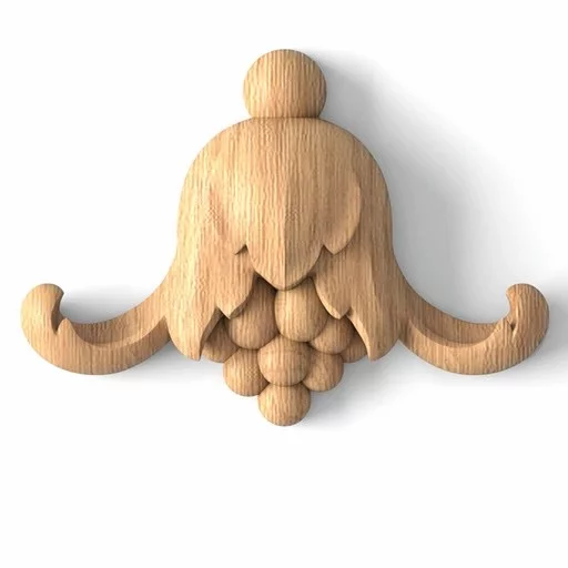Flower bud with berries onlay for interior from wood