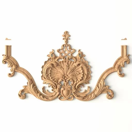 BAROQUE-STYLE ARCHITECTURAL FLORAL APPLIQUE FROM WOOD
