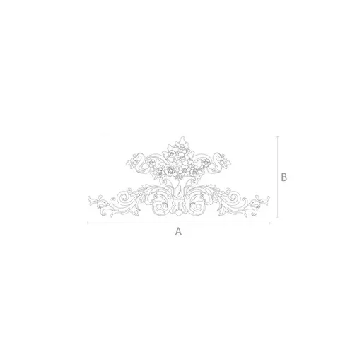 Ornamental flower bouquet onlay for walls from solid wood