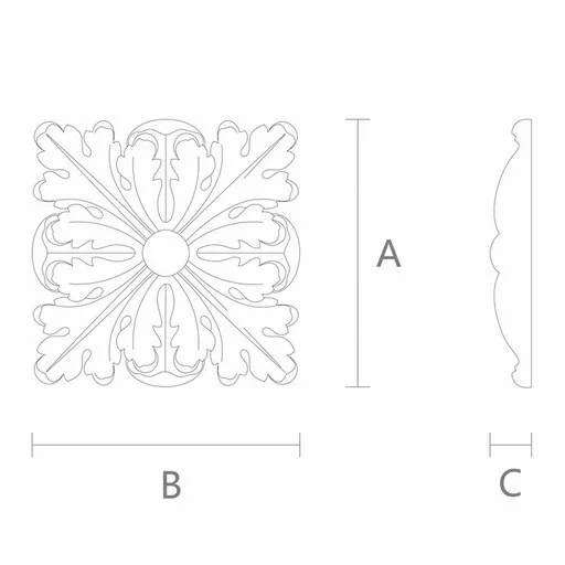 CARVED ROSETTES SQUARE WITH ACANTHUS LEAVES