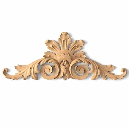 Antique style floral applique for interior from wood