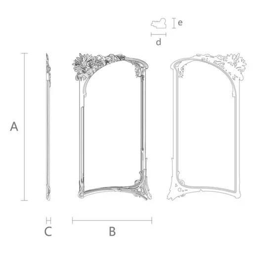 ART NOUVEAU STYLE SOLID WOOD FRAME MIRROR WITH LILIES