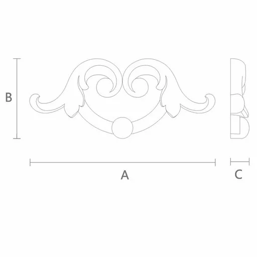 Unpainted heart onlay with acanthus leaves from beech