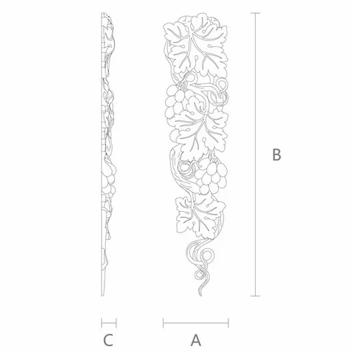 Ornamental hardwood openwork drop onlay Grapevine, Right