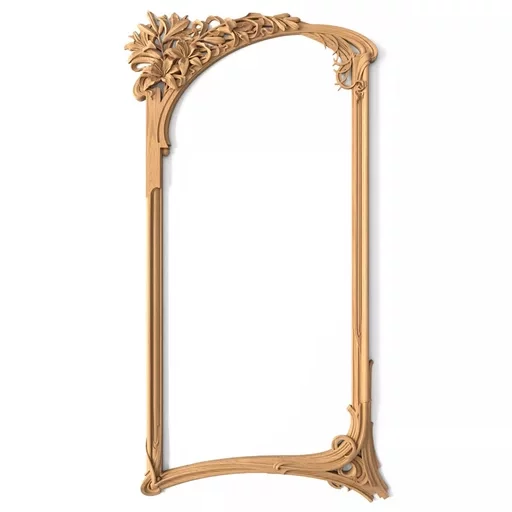 ART NOUVEAU STYLE SOLID WOOD FRAME MIRROR WITH LILIES