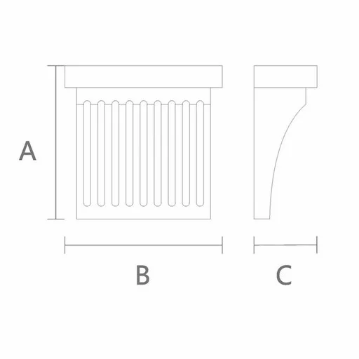Wall corbels square fluted from oak