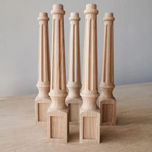 Tapered table legs fluted with carved squares (1 PC)