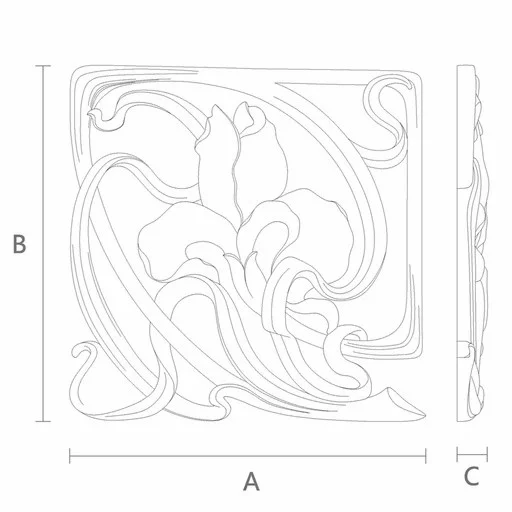 Wood iris square applique modern gothic interior design, Left