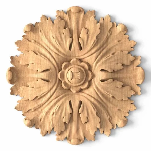 ROUND WOOD ROSETTES WITH ACANTHUS