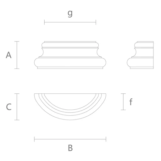UNPAINTED HALF ROUND COLUMN BASE FROM WOOD