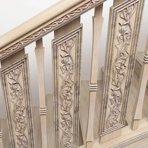 ART NOUVEAU OAK CARVED BALUSTER WITH IRISES FLOWERS